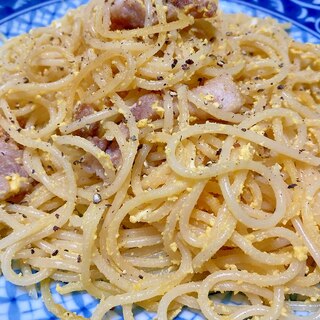 豚バラブロックとたまごのパスタ